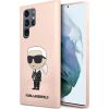 Karl Lagerfeld KLHCS23LSNIKBCP Sam S23 Ultra S918 Hardcase Silicone Ikonik Aizsargapvalks priekš Samsung Galaxy S23 Ultra / rozā Neoriģinālie Maciņi