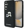 Karl Lagerfeld KLHCS24FEPGKLKCPK Hardcase Monogram Karl & Choupette Head Pin Aizsargapvalks priekš Samsung Galaxy S24 FE S721 / melns Neoriģinālie Maciņi