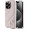 Karl Lagerfeld KLHCP15XPQDSMGP Diagonal Quilted Script Aizsargapvalks priekš iPhone 15 Pro Max 6.7" / rozā Neoriģinālie Maciņi