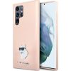 Karl Lagerfeld KLHCS23LSMHCNPP Silicone Choupette Metal Pin Aizsargapvalks priekš Samsung Galaxy S23 Ultra S918 / rozā Neoriģinālie Maciņi
