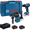 Bosch Powertools Combo Kit cordless drill 18 volt 65 + hammer drill 18 volt 26 with 2 batteries 5 Ah and charger (kit) Instrumentu kastes