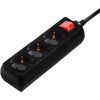 Hama Power Strip, 3-way, 3 m, black  - Power Strip Strāvas pagarinātāji