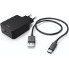Hama Quick Charger With USB-C cable, 19,5 W, 1,5 m, black - Charger with cable Telefonu lādētāji 220v