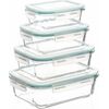 Springos Контейнеры для хранения продуктов, кухонные, с крышками, 4 шт., стеклянные, прозрачные Мебель для прихожей