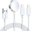 Joyroom S-IW007 Wireless Charger 3-in-1 Qi+Lightning+Lightning cable Зарядное устройство для iPhone и Apple Watch All Series with USB cable 1.2m, 3.5W / белый Bezvadu telefonu lādētāji