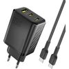 Сетевая зарядка Dudao A29C GaN 65W 2xUSB-C/USB-A + USB-C to USB-C cable 1.0m черная Зарядные устройства