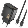 Charger Dudao A27C GaN 25W USB-C + USB-C to USB-C cable 1.0m black Telefonu lādētāji 220v