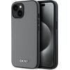 DKNY -  DKNY PU Leather Silver Metal Logo Magsafe Case for iPhone 13 Grey Neoriģinālie Maciņi