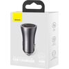 Baseus Automašīnas ātrās uzlādes lādētājs 12-24V 60W USB-A + USB-C QC4+ PD, tumši pelēks Новинки смартфонов и телефонов