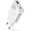 Charger GaN 1x USB-C, 1x USB Quick Charge 3.0 45W PD white Зарядные устройства
