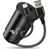 Car charger 1 X USB QC3.0 18W black + cable USB-C 1m Зарядные устройства