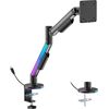 Hismart Single Monitor 17"-40" Gas Spring Arm, RGB Lighting, Black Palikņi portatīvajiem datoriem