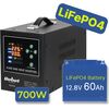 Rezerves Elektropadeves Komplekts Apkures Sistēmai 700W + Litija LiFePO4 12.8V 60Ah akumulators UPS Nepārtrauktā barošana