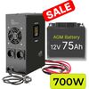 Rezerves Elektropadeves Komplekts Apkures Sistēmai 700W + 12V 75Ah akumulators UPS Nepārtrauktā barošana
