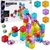LeanToys Klocki magnetyczne konstrukcyjne sześciany tor kulkowy kolorowe 60 el. EDUKAMP (32078) Konstruktori 