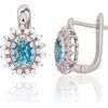 Серебряные серьги на английском замке #2204250(PRh-Gr)_CZ+CZ-AQ, Серебро 925°, родий (покрытие), Цирконы, 3.4 гр. Ar "angļu" slēdzēju