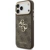Guess PU Leather 4G Metal Logo Gold Frame Case Aizsargapvalks priekš iPhone 18 Pro Max / brūns Neoriģinālie Maciņi