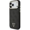 Guess PU Leather 4G Strass Triangle Logo Gold Frame MagSafe Aizsargapvalks priekš iPhone 18 Pro Max / melns Neoriģinālie Maciņi