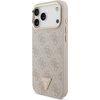 Guess PU Leather 4G Strass Triangle Logo Gold Frame MagSafe Case Aizsargapvalks priekš iPhone 18 Pro Max / rozā Neoriģinālie Maciņi