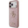 Guess PU Fixed Glitter 4G Metal Logo Case Aizsargapvalks priekš iPhone 18 Pro Max / rozā Neoriģinālie Maciņi