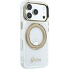 Guess Apple  iPhone 18 Pro HC MagSafe IML Ring Stand 360 Script Metal Logo Transparent Neoriģinālie Maciņi