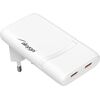 Akyga USB Ladegerät 65 W USB-C® Weiß Headphones, Mobile phone, Headset, Netbook, Laptop, Smartphone, Power bank, Portable speaker, Portable printer, Portable gaming console, Smartwatch, Tablet, Telephone, Universal White AC Fast charging Indoor Telefonu lādētāji 220v