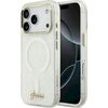 Case Guess IML Shell Script Metal MagSafe Aizsargapvalks priekš iPhone 17 Pro Max / balts Neoriģinālie Maciņi