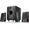 Fenda Multimedia Bluetooth Speakers F&D F210X (2.1 Channel Surround, 15W, 130Hz-20KHz, Subwoofer: 30Hz-130Hz, Bluetooth 4.0, USB/SD card reader, FM, digital, LED display, Wooden, Black