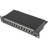 Lanberg Patch Panel 10'', 12 port 1U, cat.5e, black