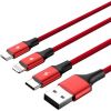 Unitek Cable 3-in-1, USB-Type-C/MicroUSB/Lightning, 1.2m, red, C4049RD