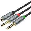 Unitek Cable miniJack 3,5mm (F) - 2x 3,5mm (M); Y-C957ABK