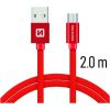 Swissten Textile Quick Charge Универсальный Micro USB Кабель данных 2.0m Красный
