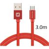 Swissten Textile Quick Charge Универсальный Micro USB Кабель данных 3.0m Красный
