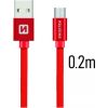 Swissten Textile Quick Charge Universāls Micro USB Datu un Uzlādes Kabelis 0.2m Sarkans