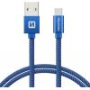 Swissten Textile Universāls Quick Charge 3.1 USB-C Datu un Uzlādes Kabelis 20 cm Blue