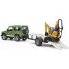BRUDER Land Rover trailer excavator and worker, 2593