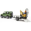 BRUDER Land Rover trailer excavator and worker, 2593