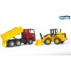 BRUDER construction truck with articulated road loader, 02752