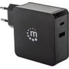 Manhattan Power Delivery charger USB-C 5-20V up to 60W USB-A 5V up to 2.4A black