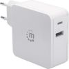 Manhattan Power Delivery charger USB-C 5-20V up to 45W USB-A 5V up to 2.4A white