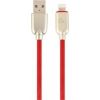 Gembird USB Male - Lightning Male Premium rubber 2m Red