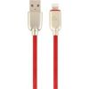 Gembird USB Male - Lightning Male Premium rubber 1m Red