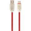 Gembird USB Male - USB Type C Male Premium rubber 1m Red