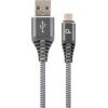 Gembird USB Male - Micro USB Male Premium cotton braided 2m Space Grey/White