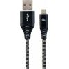 Gembird USB Male - Micro USB Male Premium cotton braided 2m Black/White