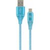 Gembird USB Male - Micro USB Male Premium cotton braided 1m Blue/White