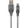 Gembird USB Male - USB Type C Male Premium cotton braided 1m Space Grey/White