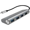 LOGILINK- USB-C 3.1 hub, 4 port, aluminum casing, grey