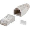 Goobay 68746  RJ45 plug, CAT 5e STP shielded with strain-relief boot, grey