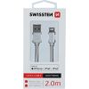 Swissten (MFI) Textile Fast Charge 3A Lightning (MD818ZM/A) Datu un Uzlādes Kabelis 2.0m Sudraba